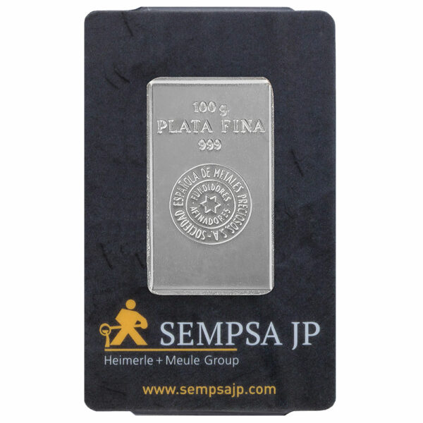 SEMPSA 100 gram silver bar sold through Silver Stonks