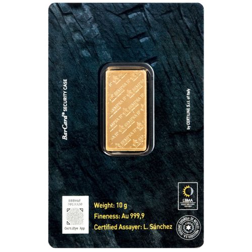 SEMPSA 10 Gram Gold Bar Back Packaged, sold through Silver Stonks