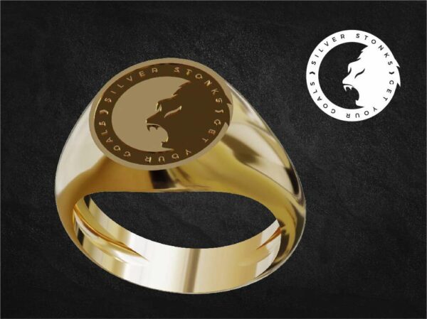Roaring Gorilla Circle Signet Ring 18k gold