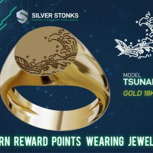 Silver Stonks Tsunami Circle Signet Ring 18k Gold