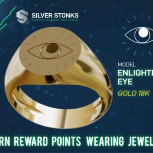 Silver Stonks Enlightened Eye Circle Signet Ring 18k Gold