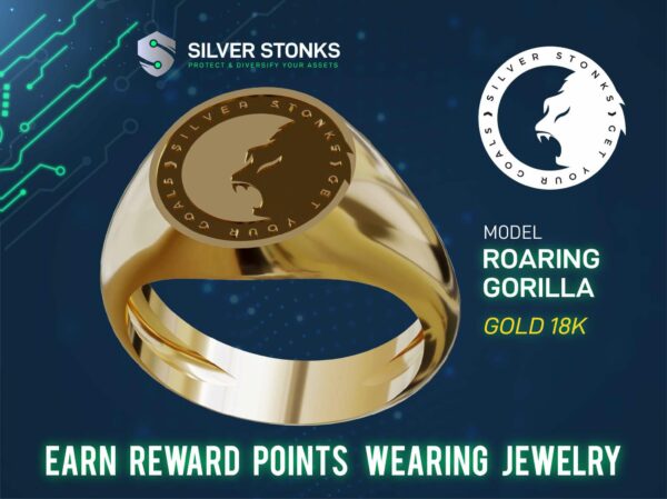 Roaring Gorilla Circle Signet Ring 18k gold