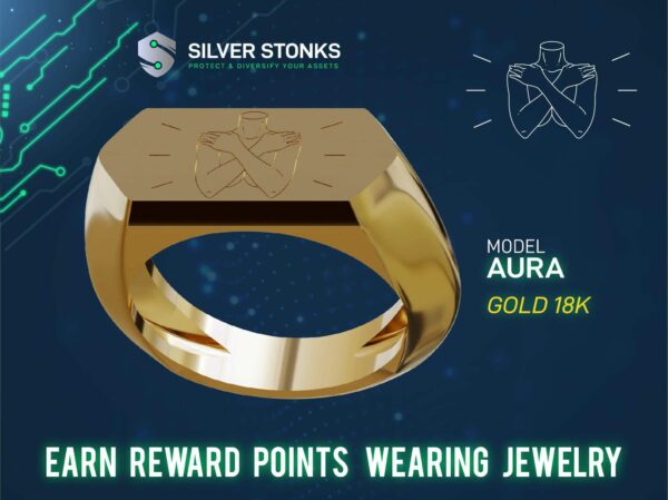Gold Aura Rectangle Signet Ring - 18k Gold