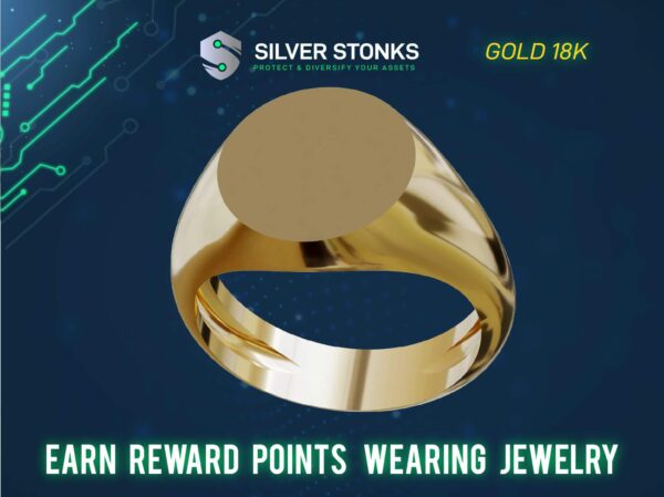 Silver Stonks Blank Circle Signet Ring - 18k Gold