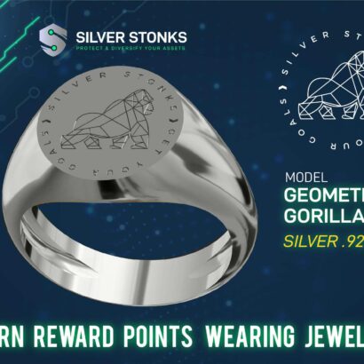 Silver Stonks Geometric Gorilla Circle Signet Ring