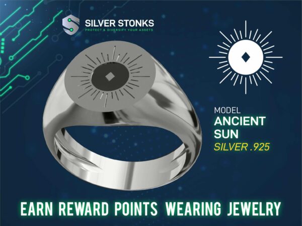 Silver Stonks Ancient Sun Circle Signet Ring