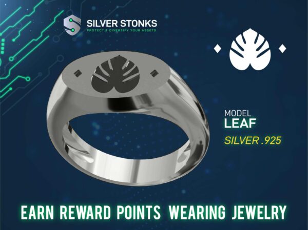 Leaf Elipse Signet Ring - Sterling Silver