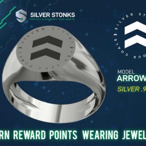 Silver Stonks Arrow Circle Signet Ring