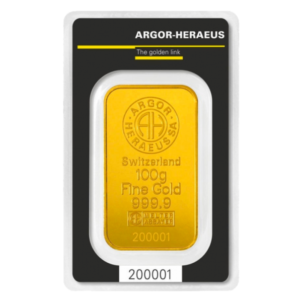 100 gram gold bar Argor-Heraeus