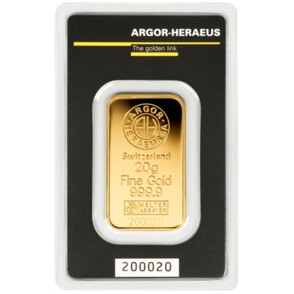 20 gram gold bar Argor-Heraeus
