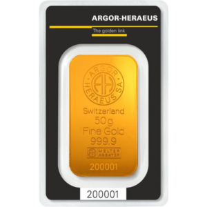 50 gram gold bar Argor-Heraeus